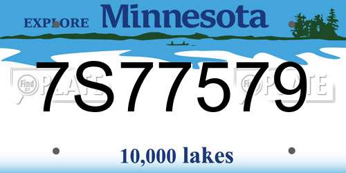 7S77579 Minnesota License Plate