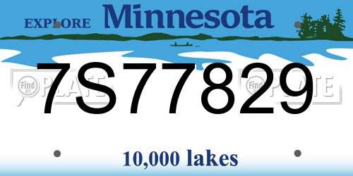 7S77829 Minnesota License Plate