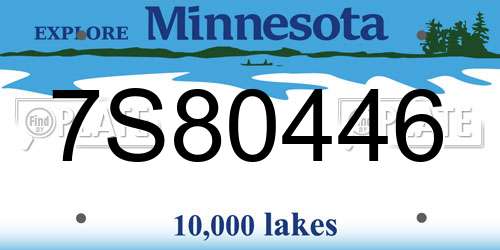 7S80446 Minnesota License Plate