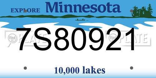 7S80921 Minnesota License Plate