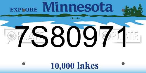 7S80971 Minnesota License Plate