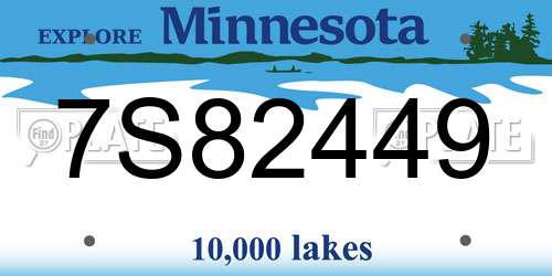 7S82449 Minnesota License Plate