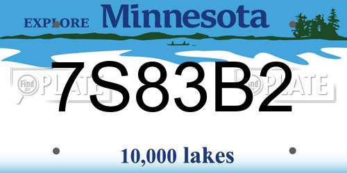 7S83B2 Minnesota License Plate