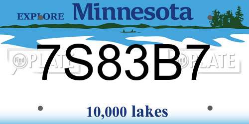 7S83B7 Minnesota License Plate