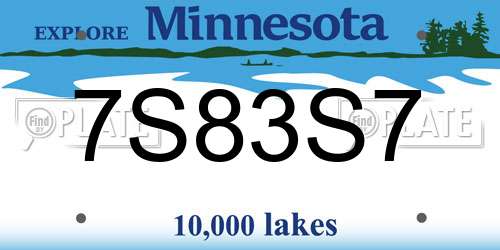 7S83S7 Minnesota License Plate