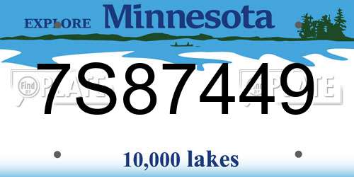 7S87449 Minnesota License Plate