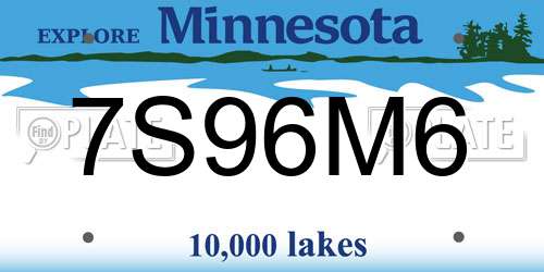 7S96M6 Minnesota License Plate