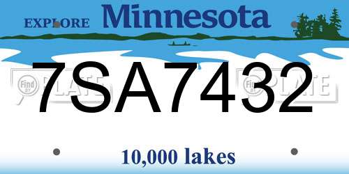 7SA7432 Minnesota License Plate