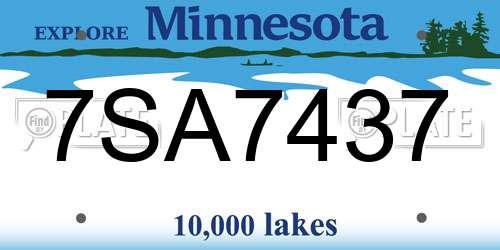 7SA7437 Minnesota License Plate