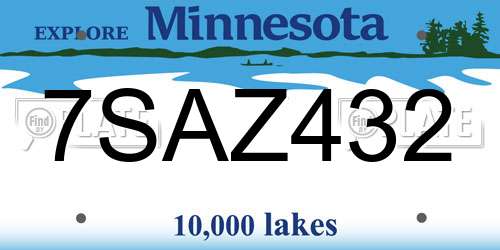 7SAZ432 Minnesota License Plate