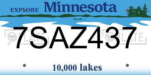 7SAZ437 Minnesota License Plate