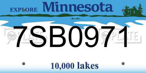 7SB0971 Minnesota License Plate