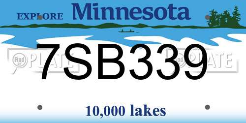 7SB339 Minnesota License Plate