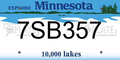 7SB357 Minnesota License Plate