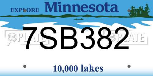7SB382 Minnesota License Plate