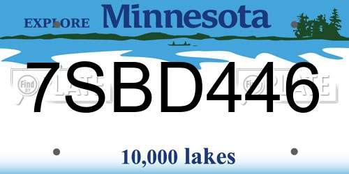 7SBD446 Minnesota License Plate