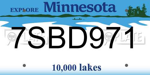 7SBD971 Minnesota License Plate
