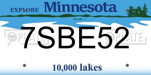 7SBE52 Minnesota License Plate
