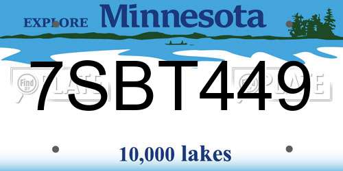7SBT449 Minnesota License Plate