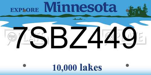 7SBZ449 Minnesota License Plate