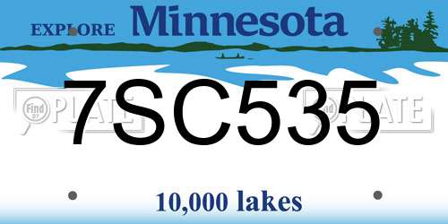 7SC535 Minnesota License Plate