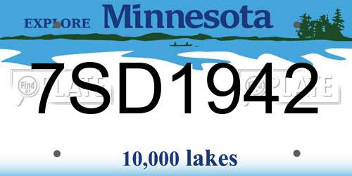 7SD1942 Minnesota License Plate