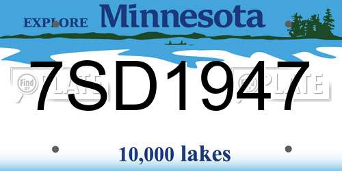 7SD1947 Minnesota License Plate