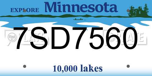 7SD7560 Minnesota License Plate