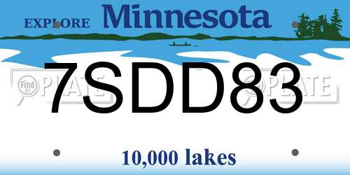 7SDD83 Minnesota License Plate