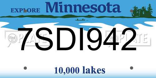 7SDI942 Minnesota License Plate