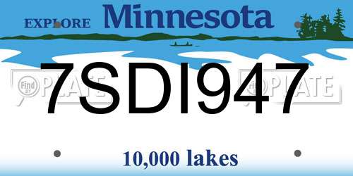 7SDI947 Minnesota License Plate