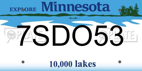 7SDO53 Minnesota License Plate