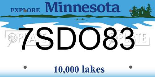 7SDO83 Minnesota License Plate