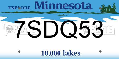 7SDQ53 Minnesota License Plate