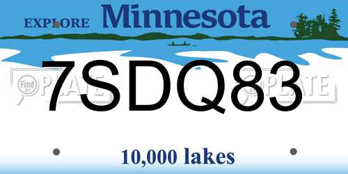 7SDQ83 Minnesota License Plate