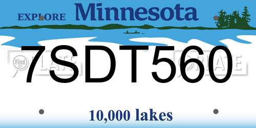 7SDT560 Minnesota License Plate