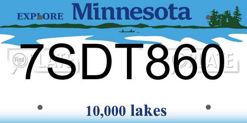 7SDT860 Minnesota License Plate