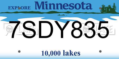 7SDY835 Minnesota License Plate