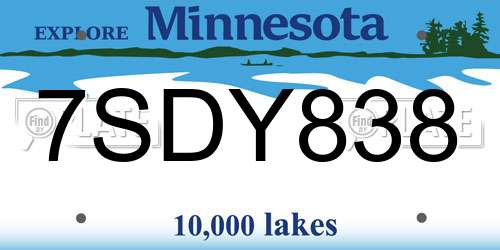 7SDY838 Minnesota License Plate