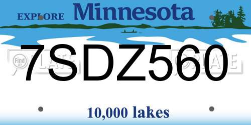 7SDZ560 Minnesota License Plate