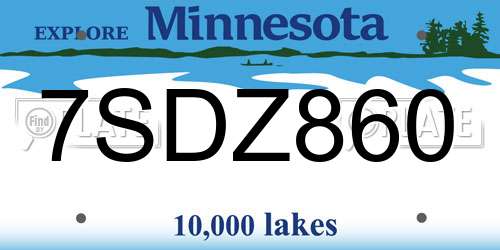 7SDZ860 Minnesota License Plate