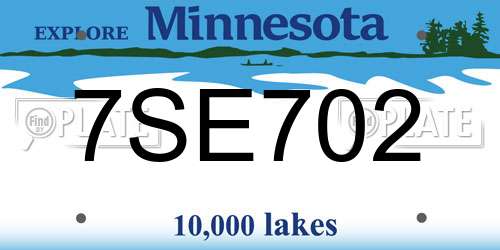 7SE702 Minnesota License Plate