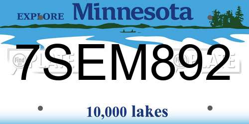 7SEM892 Minnesota License Plate