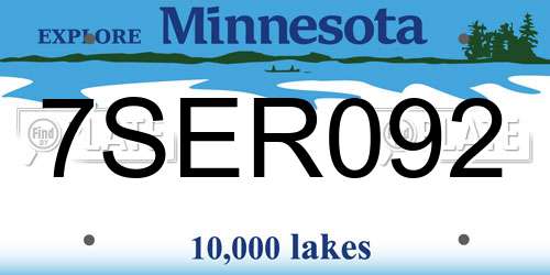 7SER092 Minnesota License Plate