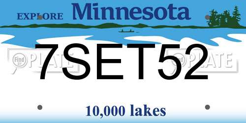 7SET52 Minnesota License Plate