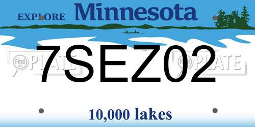7SEZ02 Minnesota License Plate
