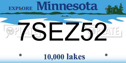 7SEZ52 Minnesota License Plate