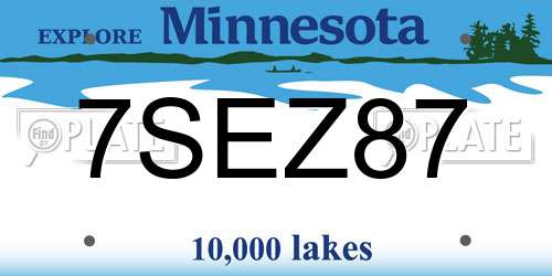 7SEZ87 Minnesota License Plate