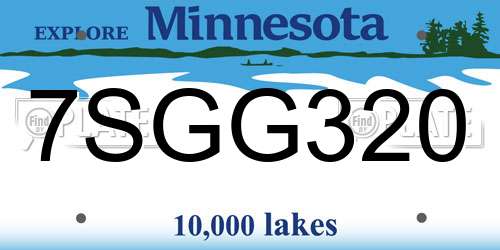 7SGG320 Minnesota License Plate