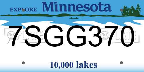 7SGG370 Minnesota License Plate